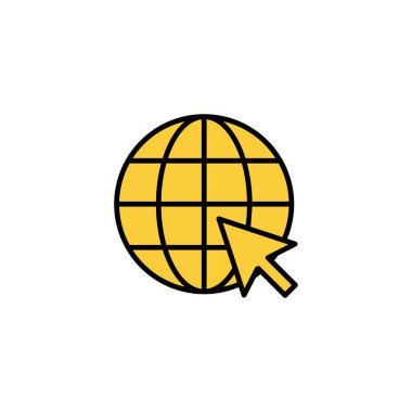 Web ve mobil uygulama için web simgesi vektörü. Web tabelalarına ve sembollere git. Web tıklama simgesi. Genel arama simgesi