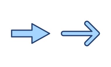 Ok simgesi vektörü. Web tasarımı için ok işareti ve sembol.