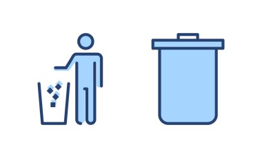 Çöp simgesi vektörü. Çöp kutusu simgesi. İşareti ve sembolü sil.