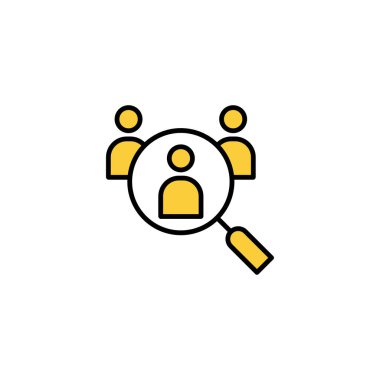 Web ve mobil uygulama için simge vektörü işe alınıyor. Arama işi boşluk işareti ve sembol. İnsan kaynakları konsepti. İşe alım.