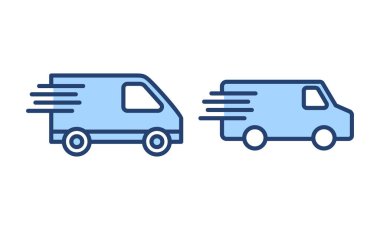 Teslimat kamyonu ikon vektörü. Teslimat kamyonu işareti ve sembol. Hızlı dağıtım simgesi gönderiliyor