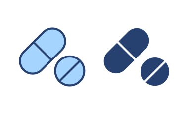 İlaç ikon vektörü. Kapsül simgesi. Uyuşturucu işareti ve sembol