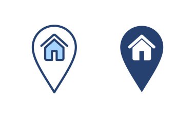 Adres simgesi vektörü. Ev işareti ve sembol. nokta