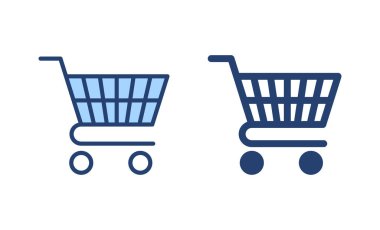 Alışveriş ikonu vektörü. Alışveriş arabası işareti ve sembol. Trolley simgesi