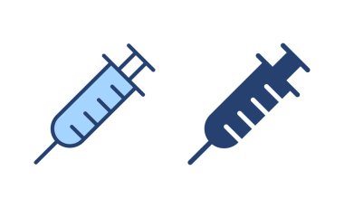 Şırınga ikon vektörü. Enjeksiyon işareti ve sembol. Aşı simgesi