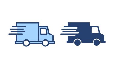 Teslimat kamyonu ikon vektörü. Teslimat kamyonu işareti ve sembol. Hızlı dağıtım simgesi gönderiliyor