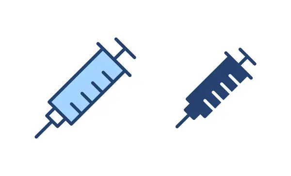 Jeringa Vector Icono Signo Inyección Simbol Vaccine Icono — Archivo Imágenes Vectoriales