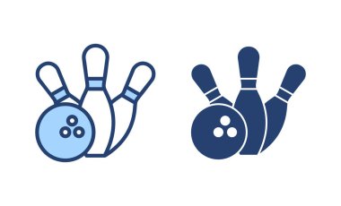 Bowling ikonu vektörü. Bowling topu, iğne işareti ve sembol.