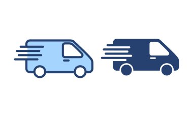 Teslimat kamyonu ikon vektörü. Teslimat kamyonu işareti ve sembol. Hızlı dağıtım simgesi gönderiliyor