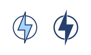 Şimşek simgesi vektörü. Elektrik işareti ve sembol. Güç simgesi. enerji işareti