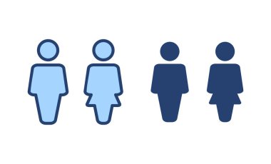 Erkek ve kadın ikon vektörü. Erkek ve dişi işareti ve sembol. Kızlar ve oğlanlar