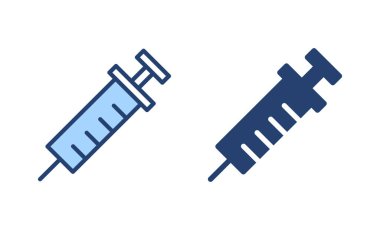 Şırınga ikon vektörü. Enjeksiyon işareti ve sembol. Aşı simgesi