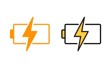 Web ve mobil uygulama için pil simgesi ayarlandı. Pil şarj işareti ve sembol. pil şarj seviyesi