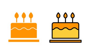 Web ve mobil uygulama için pasta simgesi ayarlandı. Pasta işareti ve sembol. Doğum günü pastası simgesi