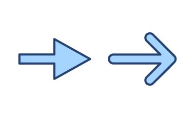 Ok simgesi vektörü. Web tasarımı için ok işareti ve sembol.