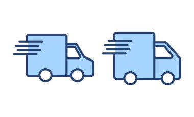 Teslimat kamyonu ikon vektörü. Teslimat kamyonu işareti ve sembol. Hızlı dağıtım simgesi gönderiliyor