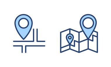 Haritalar ve simge vektörü. konum işareti ve sembol. coğrafi konum, imleç simgesi.