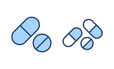 İlaç ikon vektörü. Kapsül simgesi. Uyuşturucu işareti ve sembol