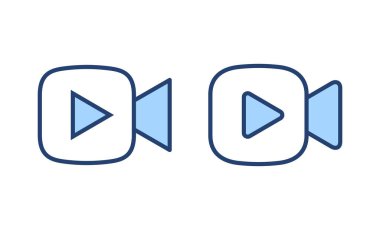 Video simgesi vektörü. Video kamera işareti ve sembol. Film tabelası. Sinema