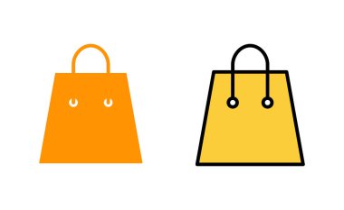 Ağ ve mobil uygulama için alışveriş poşeti simgesi ayarlandı. Alışveriş işareti ve sembol