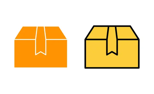 Webおよびモバイルアプリ用に設定されたボックスアイコン ボックスサインとシンボル小包パッケージ — ストックベクタ