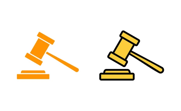 Gavel Simgesi Web Mobil Uygulama Için Ayarlandı Yargıç Tokmak Işareti — Stok Vektör