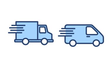 Teslimat kamyonu ikon vektörü. Teslimat kamyonu işareti ve sembol. Hızlı dağıtım simgesi gönderiliyor