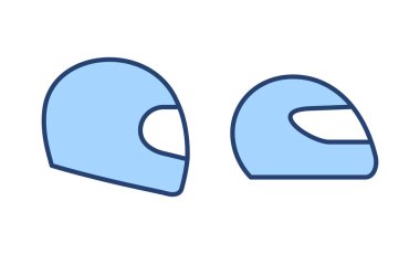 Kask simgesi vektörü. Motosiklet kaskı tabelası ve sembolü. İnşaat miğferi simgesi. Güvenlik kaskı