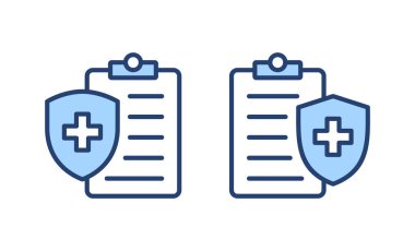 Tıbbi sigorta ikonu vektörü. Sağlık sigortası ve sembol