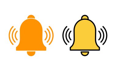 Bell Simgesi web ve mobil uygulama için ayarlandı. Web sitesi tasarımı için uyarı işareti ve sembol