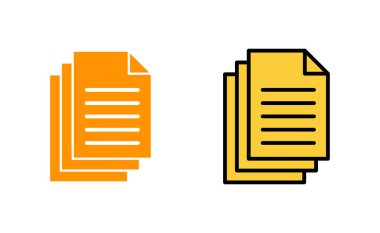 Web ve mobil uygulama için belge simgesi ayarlandı. Kağıt ve sembol. Dosya Simgesi