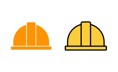 Web ve mobil uygulama için kask simgesi ayarlandı. Motosiklet kaskı tabelası ve sembolü. İnşaat miğferi simgesi. Güvenlik kaskı