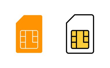 Web ve mobil uygulama için Sim kart simgesi ayarlandı. çift sim kart işareti ve sembol