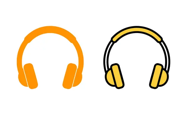 Fülhallgató Ikon Készlet Webes Mobil Alkalmazáshoz Fejhallgató Jel Szimbólum — Stock Vector