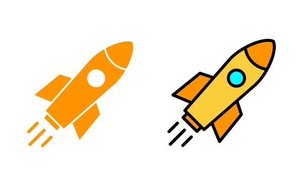 Conjunto Iconos Cohete Para Web Aplicación Móvil Signo Símbolo Inicio — Vector de stock