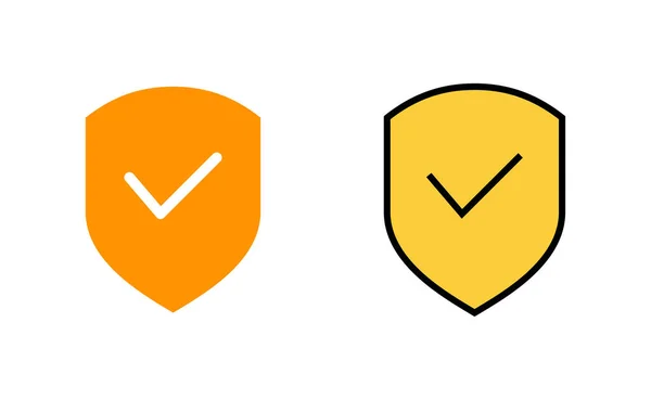 Conjunto Iconos Marca Verificación Shield Para Aplicaciones Web Móviles Protección — Vector de stock