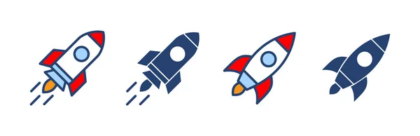 Rocket Icon Vector Mulai Tanda Tangan Dan Simbol Ikon Peluncur - Stok Vektor