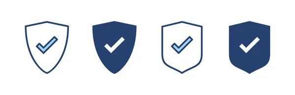 Vetor Ícone Marca Verificação Escudo Assinatura Aprovação Proteção Ícone Seguro —  Vetores de Stock