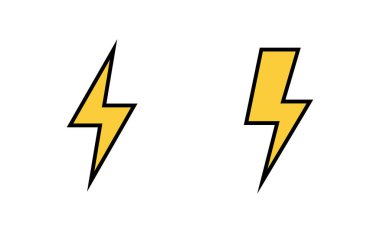 Web ve mobil uygulama için şimşek simgesi ayarlandı. Elektrik işareti ve sembol. Güç simgesi. enerji işareti