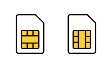 Web ve mobil uygulama için Sim kart simgesi ayarlandı. çift sim kart işareti ve sembol