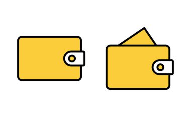 Cüzdan simgesi web ve mobil uygulama için ayarlandı. cüzdan işareti ve sembol