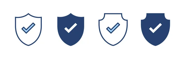 Vetor Ícone Marca Verificação Escudo Assinatura Aprovação Proteção Ícone Seguro —  Vetores de Stock