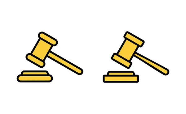 Набор Значков Молотка Веб Мобильного Приложения Судья Молоток Знак Символ — стоковый вектор