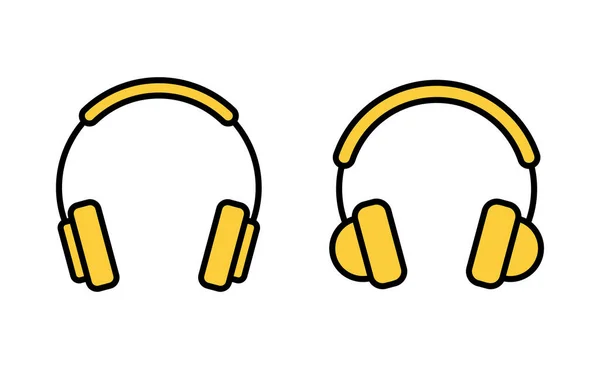 Fülhallgató Ikon Készlet Webes Mobil Alkalmazáshoz Fejhallgató Jel Szimbólum — Stock Vector