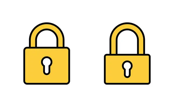 网络应用和移动应用的锁定图标集 帕德洛克标志和符号 加密图标 安全标志 — 图库矢量图片