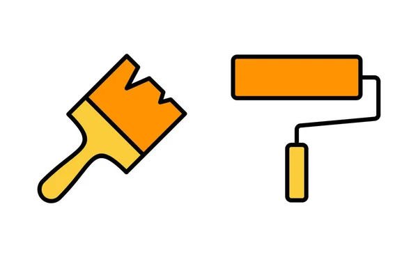 Paint Icon Set Web Mobile App Paint Brush Sign Symbol — Stock Vector