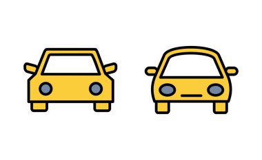 Web ve mobil uygulama için araç simgesi ayarlandı. Araba işareti ve sembol. küçük sedan