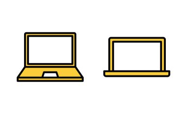 Web ve mobil uygulama için dizüstü bilgisayar simgesi ayarlandı. bilgisayar işareti ve sembol