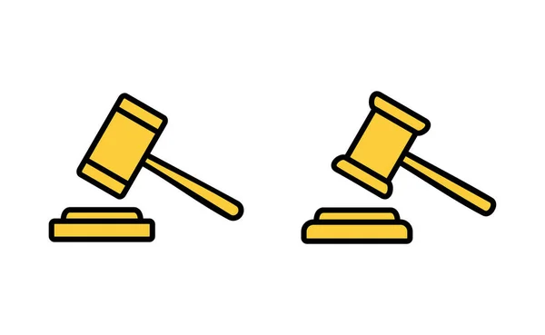 Набор Значков Молотка Веб Мобильного Приложения Судья Молоток Знак Символ — стоковый вектор