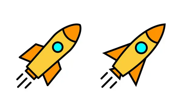 Conjunto Iconos Cohete Para Web Aplicación Móvil Signo Símbolo Inicio — Vector de stock